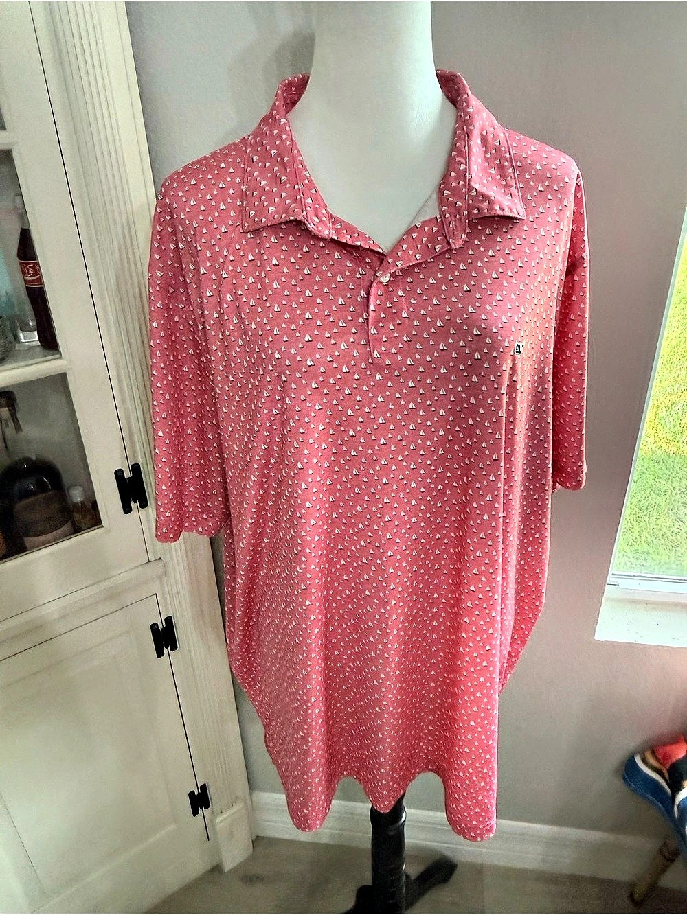 Vineyard Vines On-The-Go Sankaty Polo Pink & White XXL